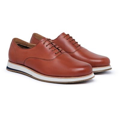 Sapato Casual Oxford Masculino em Couro Pinhão - Torani Calçados