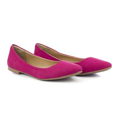 Sapatilha Feminina Bico Fino Nobuck Rosa Pink - Torani Calçados