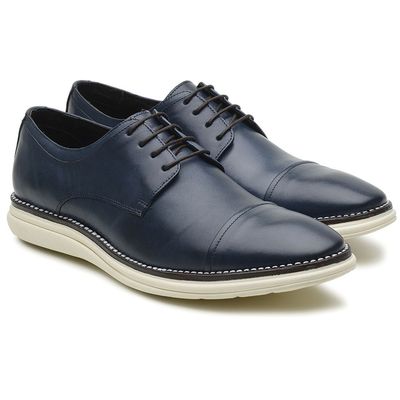 Sapato Masculino Casual Azul Marinho Derby em Cour - Torani Calçados