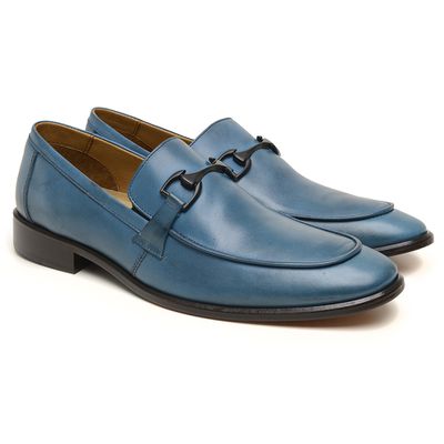 Sapato Mocassim Masculino Couro Legítimo Azul - Torani Calçados