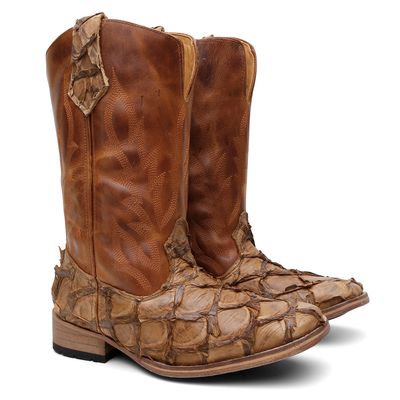 Bota Texana Masculina Pirarucu CAMEL - TURUNA BOOTS