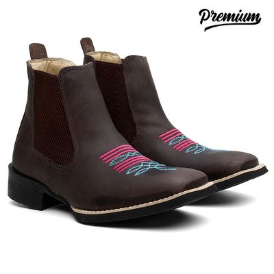 BotIna Texana Feminina Rosa com Azul - TURUNA BOOTS