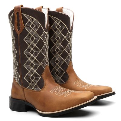 Bota Texana Masculina Xadrex Bege - TURUNA BOOTS