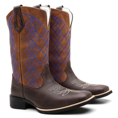 Bota Texana Masculina Xadrex Azul - TURUNA BOOTS