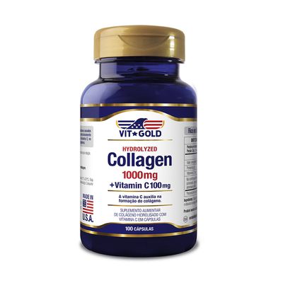 Colágeno Hidrolisado 1000 mg com Vit. C Vitgold 100 cápsulas