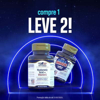 Ácido Hialurônico com Vitamina C Vitgold Kit 2x 60 cápsulas vegetais