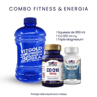 Combo Fitness & Energia: Triple Magnésio + CoQ10 200mg (GANHE GARRAFA 950 ML)