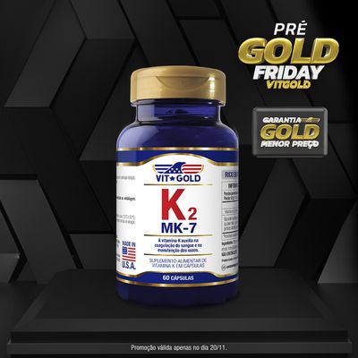 Vitamina K2 MK-7 (Menaquinona-7) 100mcg Vitgold 60 cápsulas