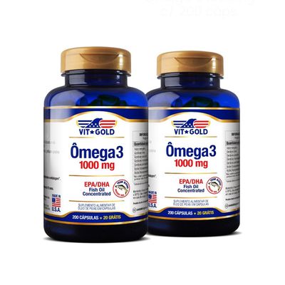 Ômega 3 Fish Oil / Óleo de Peixe 1000 mg Vitgold Kit2x 200 