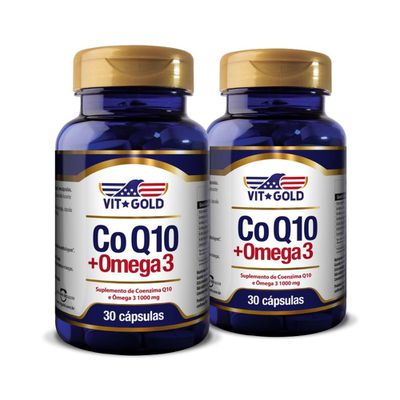 Coenzima Q10 CoQ10 com Ômega 3 1000mg Vitgold Kit 2x 30 cápsulas