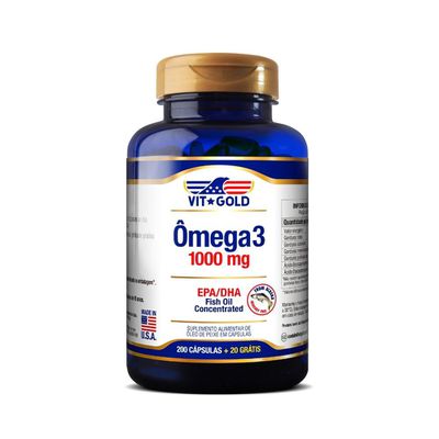 Ômega 3 Fish Oil / Óleo de Peixe 1000 mg Vitgold 200 caps.