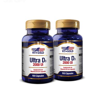 Vitamina Ultra D3 2000UI Vitgold Kit 2x 100 cápsulas