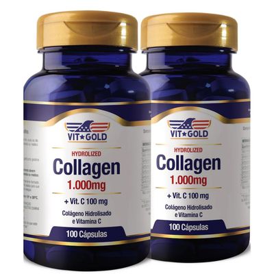 Colágeno Hidrolisado 1000 mg + Vit. C Vitgold Kit2x 100 cáp.