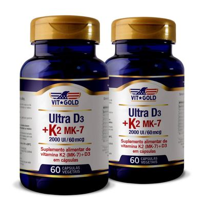 Vitamina K2 60mcg + D3 2.000UI Kit 2x 60 Cápsulas