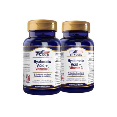 Ácido Hialurônico com Vitamina C Vitgold Kit 2x 60 cápsulas vegetais