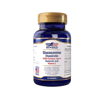 Glucosamina, Condroitina, MSM, Colágeno Vitgold 60 comp