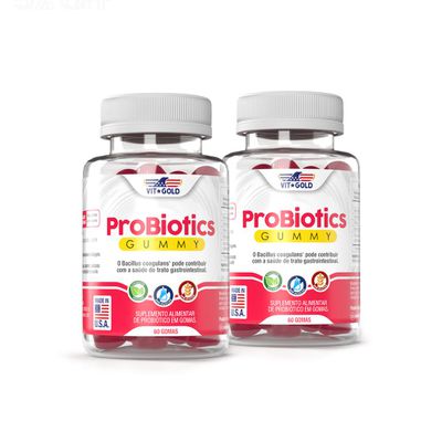 Gummies Probióticos Vitgold Kit2x 60 gomas mastigáveis