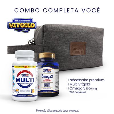 Combo Completa Você: Multivitamínico + ômega 3 (GANHE NECESSAIRE CINZA)
