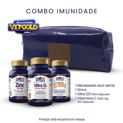 Combo Imunidade: Vit C + Vit D + Zinco (GANHE NECESSAIRE ESTOJO AZUL)