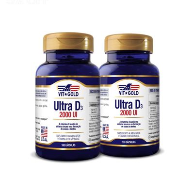 Vitamina Ultra D3 2000UI Vitgold Kit 2x 100 cápsulas