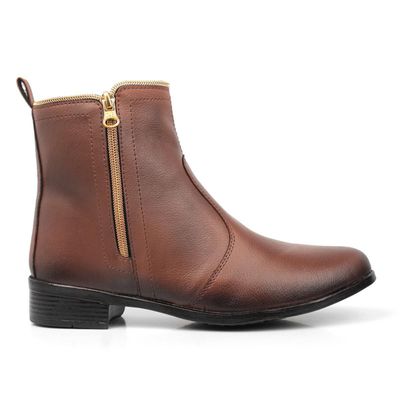 Bota Feminina Slod Cano Medio Com Ziper Lateral Solado Borracha - 924 Café (0100) - ZAFO