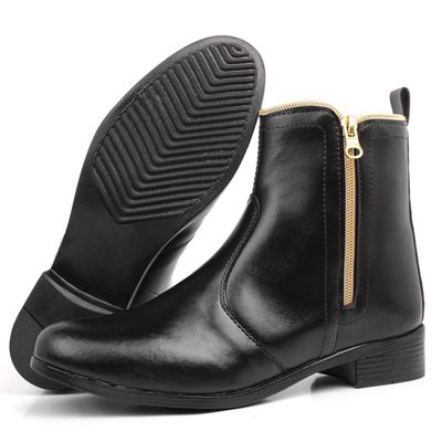 Bota Feminina Slod Cano Medio Com Ziper Lateral Solado Borracha - 924 Preta (0100) - ZAFO