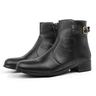 Bota Feminina Pank low Sintetico Cano Curto Com Fivela Lateral - 923 Preta (0100) - ZAFO
