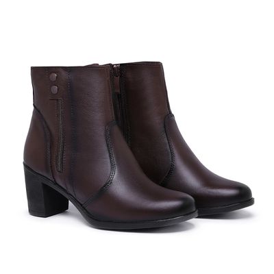 Bota Feminina Band Cano Medio Sintetico Ecologico Solado Borracha - 925 Café (0100) - ZAFO