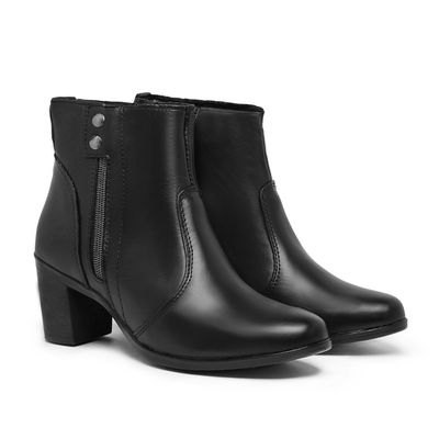 Bota Feminina Band Cano Medio Sintetico Ecologico Solado Borracha - 925 Preto (0100) - ZAFO