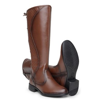 Bota Feminina Montaria Hana Sintetico Ecologico Solado Borracha - 912 Café (0100) - ZAFO