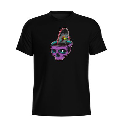 Camiseta Masculina Confort Gham Algodão Estampa Caveira - 900 Preta (0100) - ZAFO