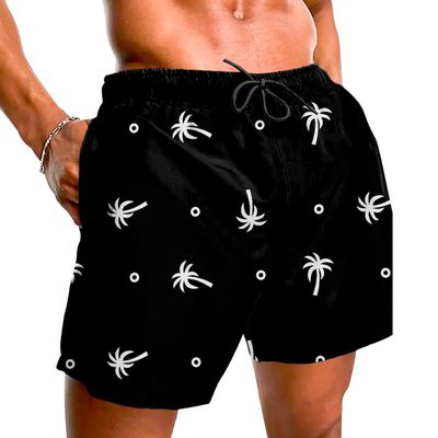 Short Masculino Moda Praia Belga Estampado - 401 Preto (0100) - ZAFO