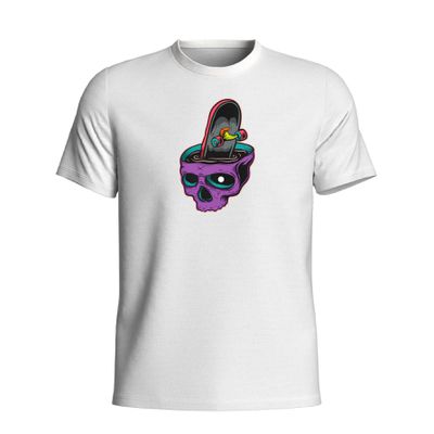 Camiseta Masculina Confort Gham Algodão Estampa Caveira - 900 Branca (0100) - ZAFO