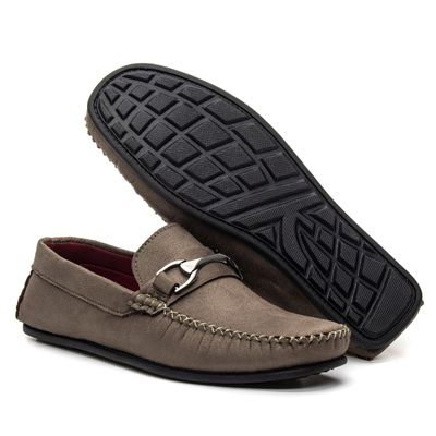 Mocassim Camurça Sintética Fivela - 1917 Cinza (0100) - ZAFO