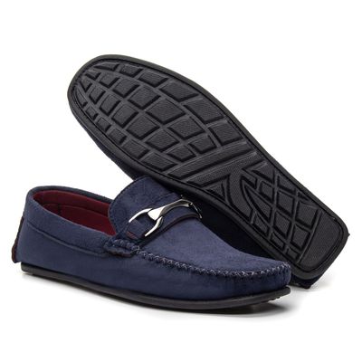 Mocassim Camurça Sintética Fivela - 1917 Azul (0100) - ZAFO