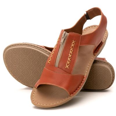 Sandalia Feminina Couro Tiffan... - ZAFO