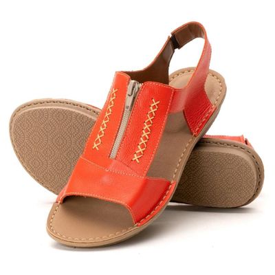 Sandalia Feminina Couro Tiffan... - ZAFO