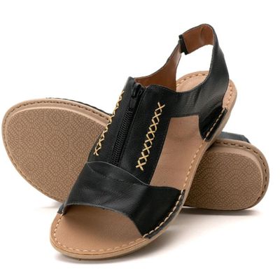 Sandalia Feminina Couro Tiffan... - ZAFO