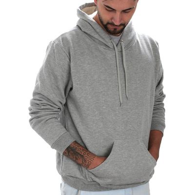 Moleton Masculino Canguru Liso Capuz Cordão Flanelado - 201 Cinza (0100) - ZAFO