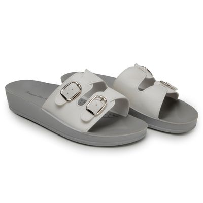 Sandalia Feminina Pluf Espuma Ortopédica 2 Fivelas Solado P.U. - 600 Cor Branco - ZAFO