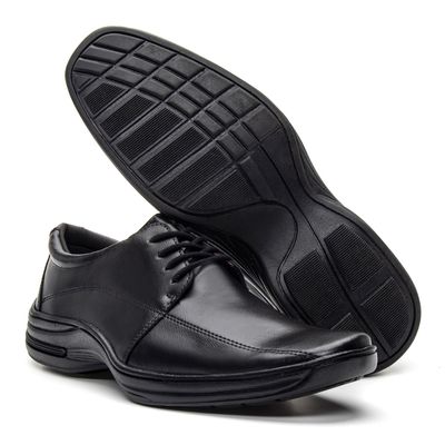 Sapato Social Atacador Couro Sintético Solado Confort - 1918Preto (0100) - ZAFO
