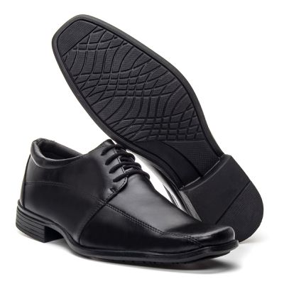 Sapato Social Tayson Atacador Couro Sintético Solado Confort - 1912 Preto (0100) - ZAFO