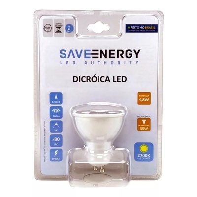 Lâmpada LED Dicroica 4,8W BIV 2700K (Amarela) SE130 - Save Energy