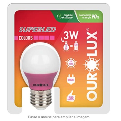 Lâmpada Superled S30 Colors 3W Bivolt ROSA 05430 - OUROLUX