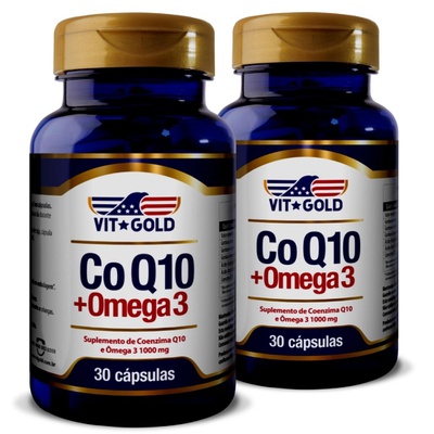 Coenzima Q10 CoQ10 com Ômega 3 1000mg Vitgold Kit 2x 30 cápsulas
