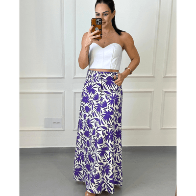 Saia Em Linho Malu Floral