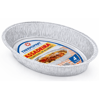 Bandeja Alumínio Assadeira Oval 4000 ml - Caixa 12 unidades 