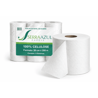 Bobina Papel Toalha Extra Luxo 20x200 Mts - Fardo 6 rolos