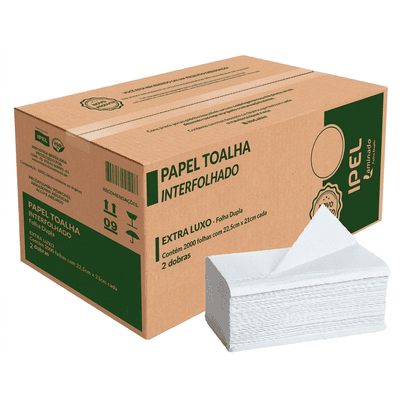 Guardanapo Interfolhado Branco IPEL - Caixa 8.000 unidades