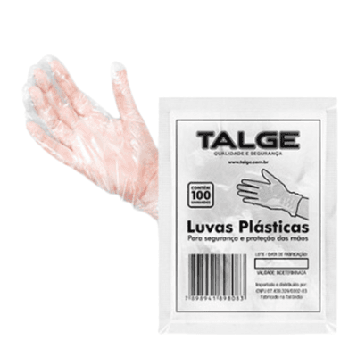 Luva de Plástico Descartável - 100 unidades